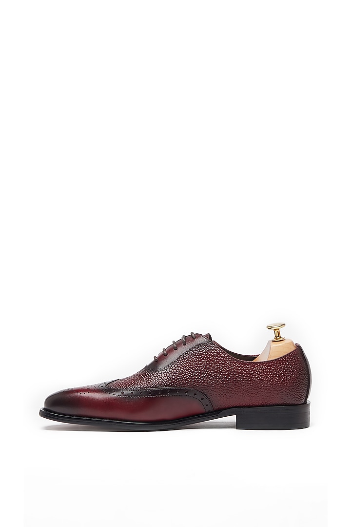 Burgundy Oxford Shoes In Leather by Vantier Fashion at Pernia's Pop Up Shop