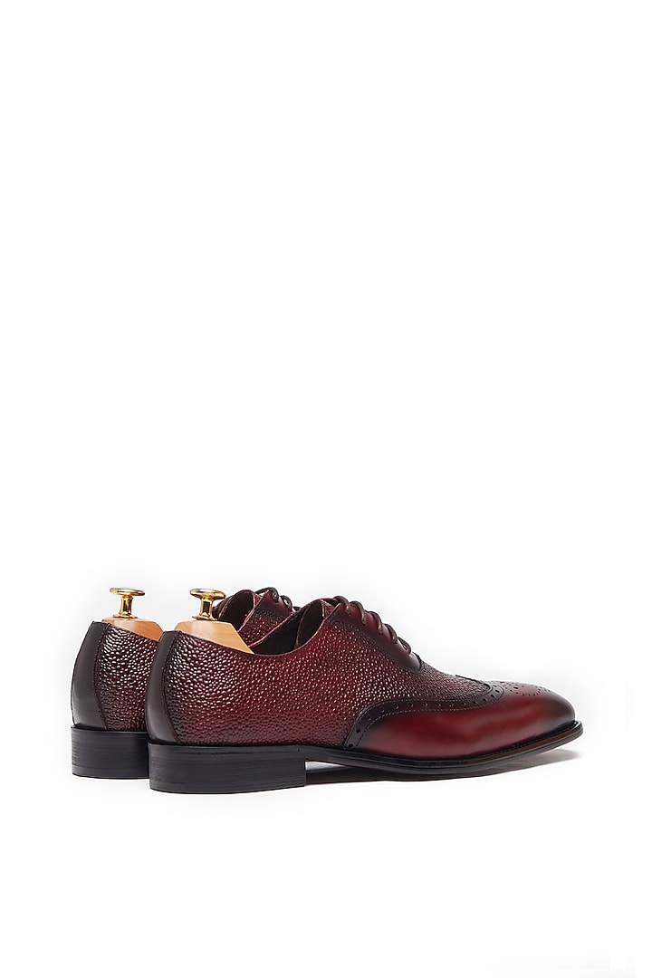 Burgundy Oxford Shoes In Leather by Vantier Fashion at Pernia's Pop Up Shop