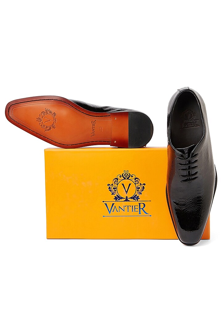 Black Pure Patent Leather Shoes by Vantier Fashion at Pernia's Pop Up Shop