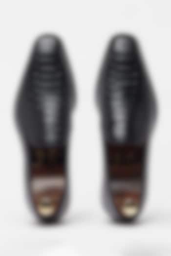 Black Pure Leather Shoes by Vantier Fashion