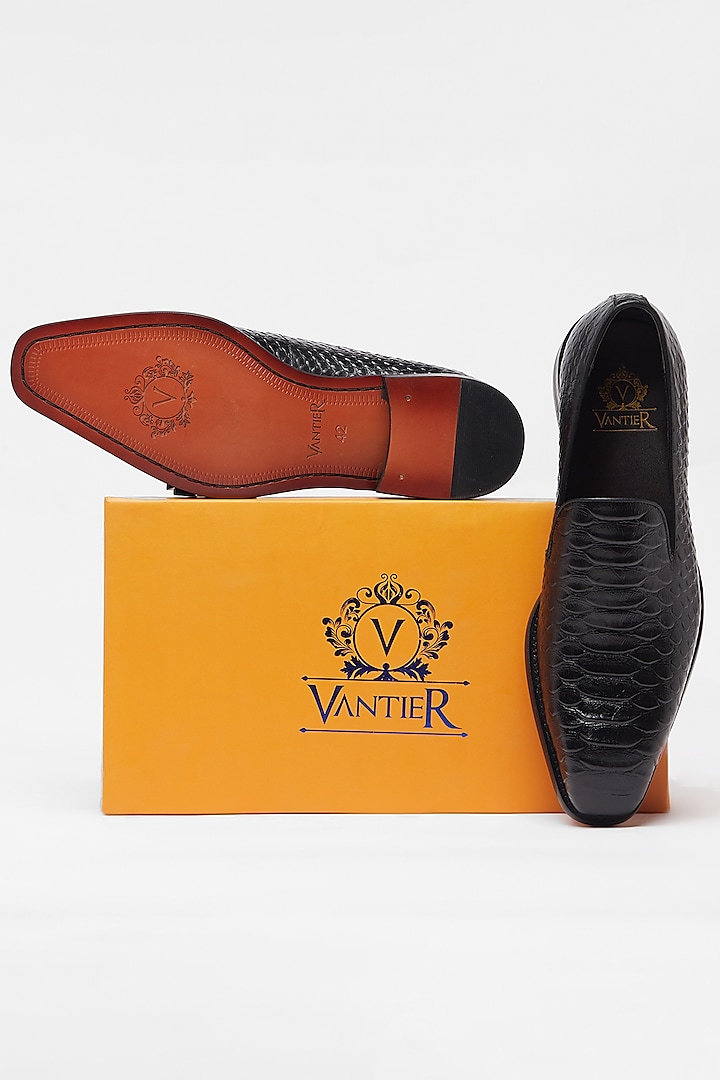Black Pure Leather Shoes by Vantier Fashion at Pernia's Pop Up Shop