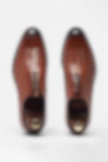 Tan Brown Leather Formal Shoes by Vantier Fashion