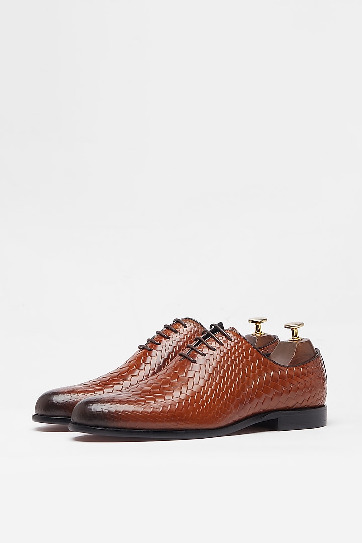 Tan Brown Leather Formal Shoes by Vantier Fashion at Pernia's Pop Up Shop