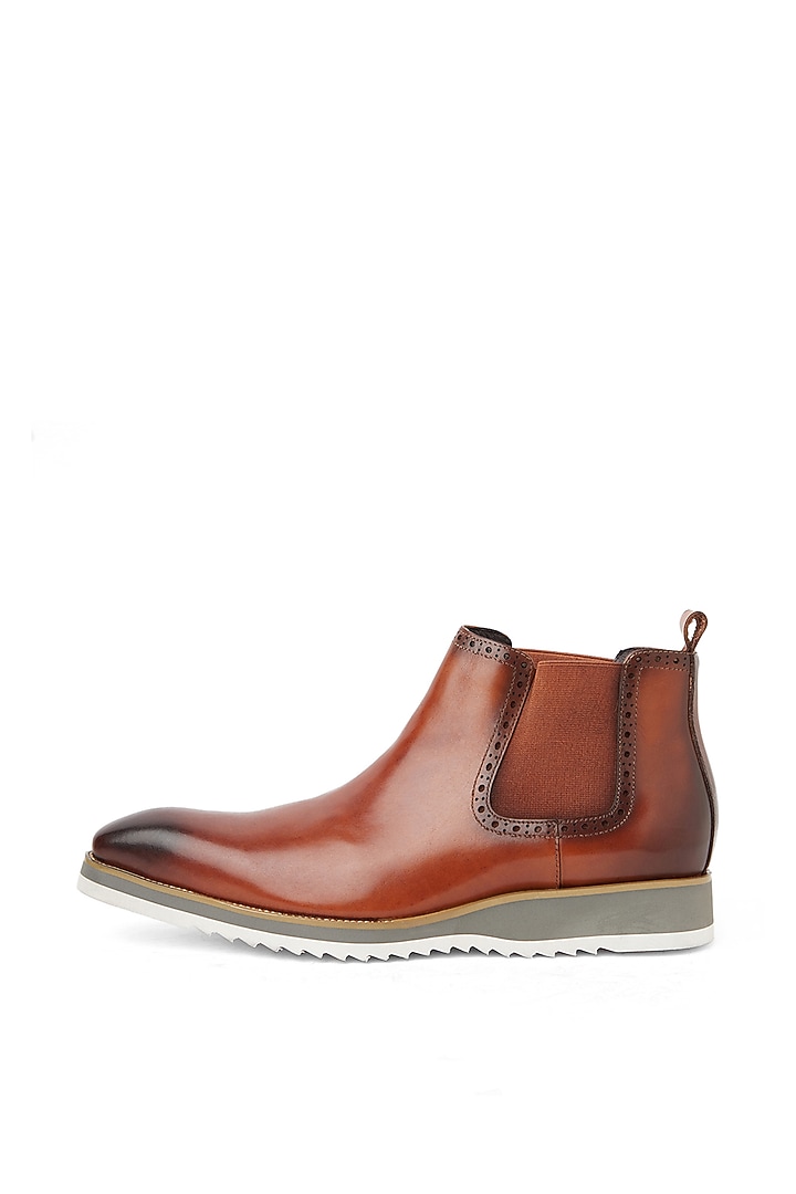 Brown Chelsea Shoes In Leather by Vantier Fashion at Pernia's Pop Up Shop