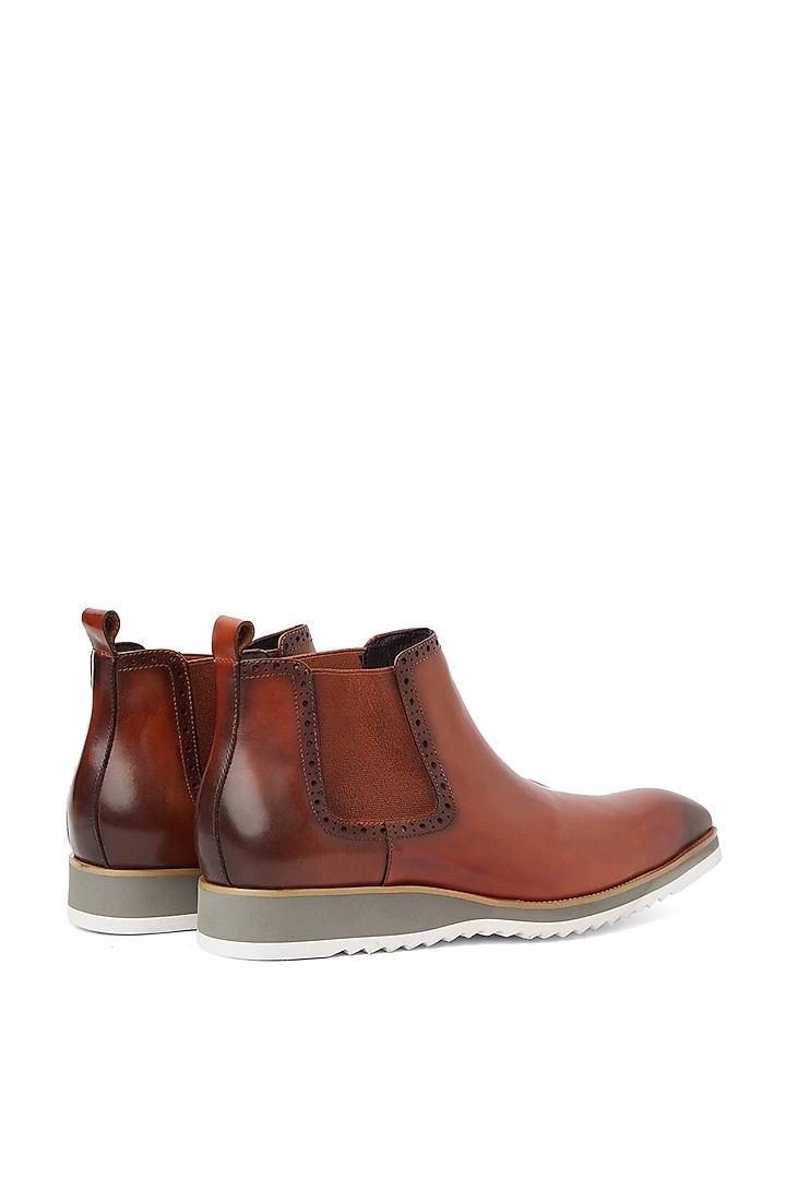 Brown Chelsea Shoes In Leather by Vantier Fashion at Pernia's Pop Up Shop