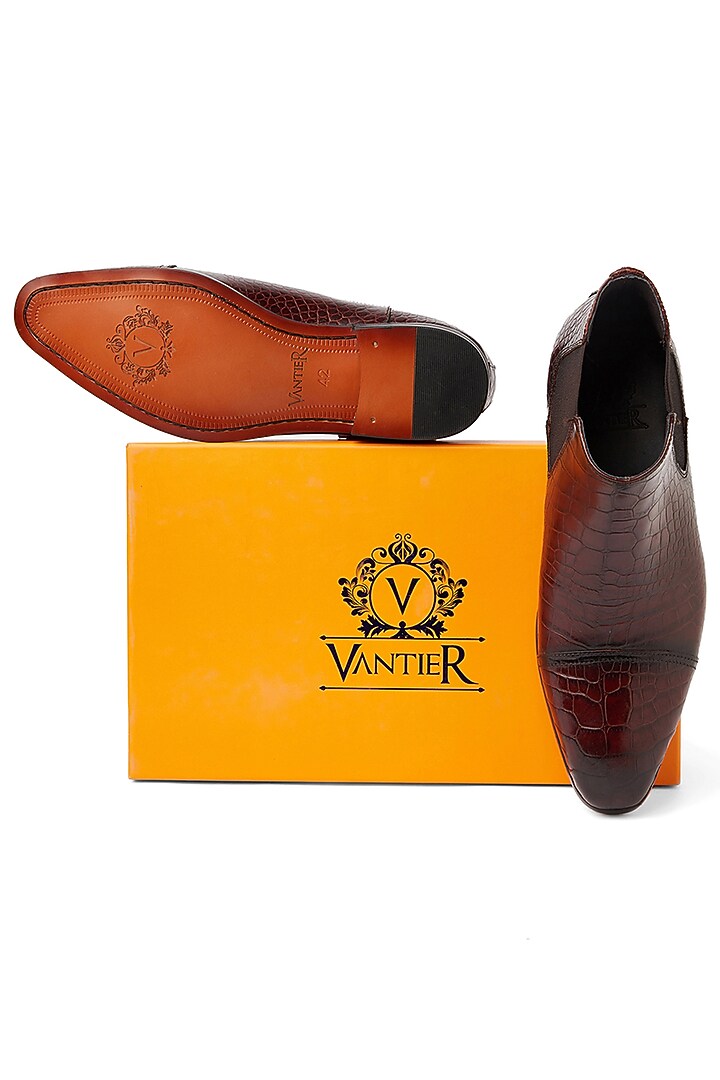 Brown Handcrafted Shoes In Pure Leather by Vantier Fashion at Pernia's Pop Up Shop