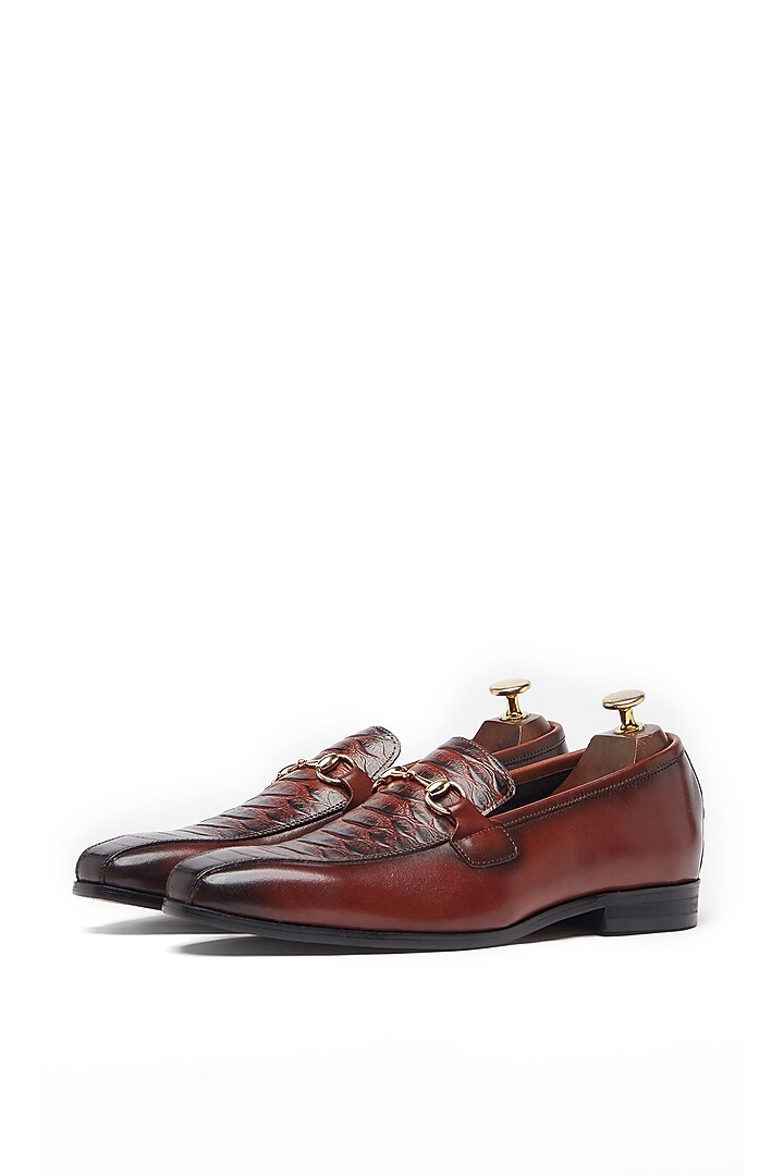 Cherry Brown Leather Horsebit Loafers by Vantier Fashion at Pernia's Pop Up Shop