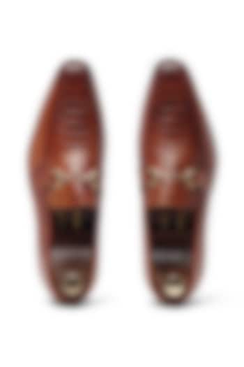Tan Brown Leather Horsebit Loafers by Vantier Shooes