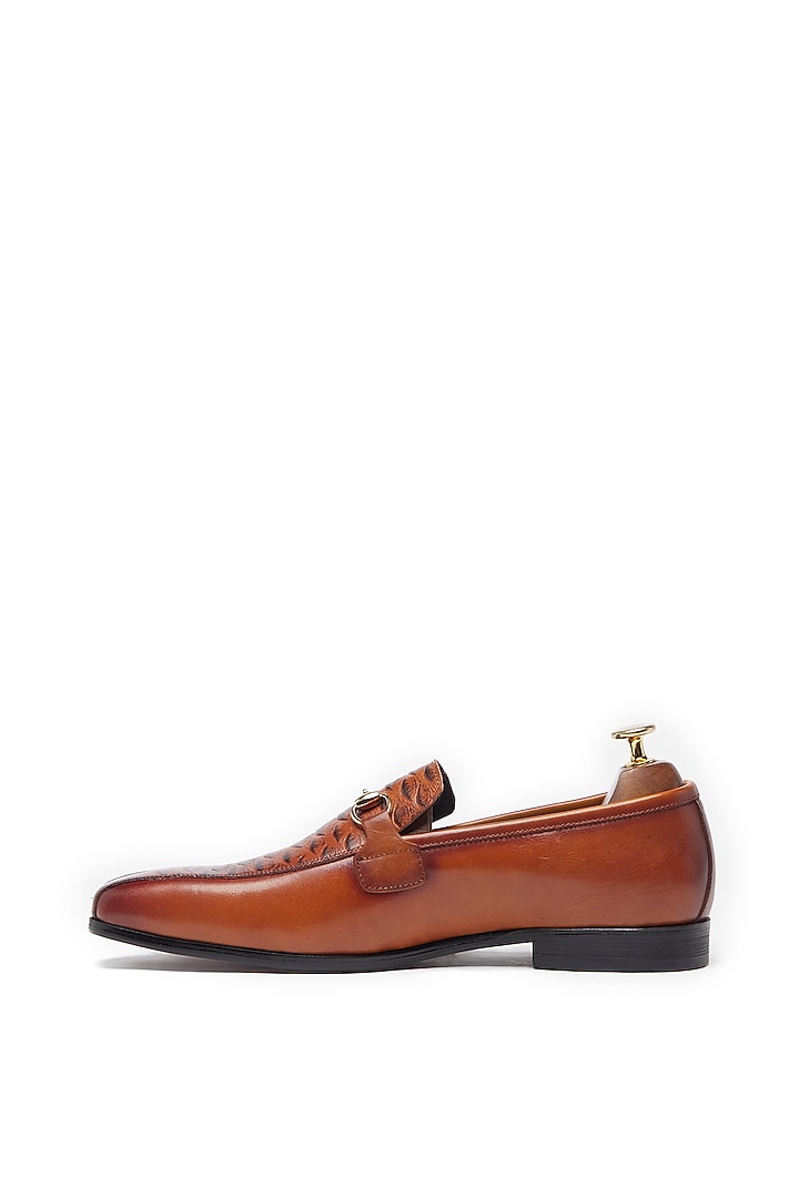 Tan Brown Leather Horsebit Loafers by Vantier Fashion at Pernia's Pop Up Shop