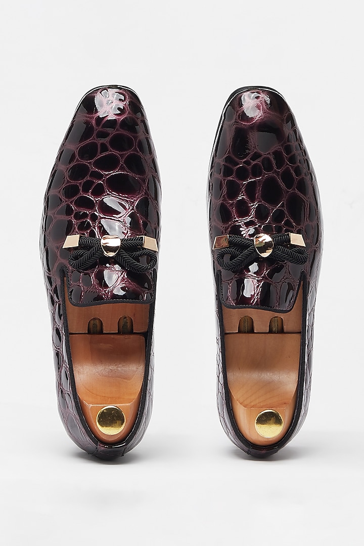 Purple Crocodile Printed Shoes by Vantier Fashion