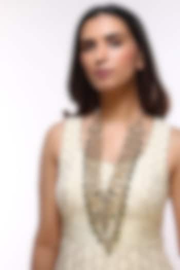 Gold Finish Green Drops Layered Necklace by VASTRAA Jewellery at Pernia's Pop Up Shop