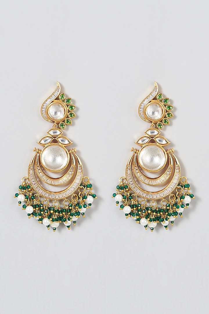 Gold Finish Chandbali Earrings by VASTRAA Jewellery