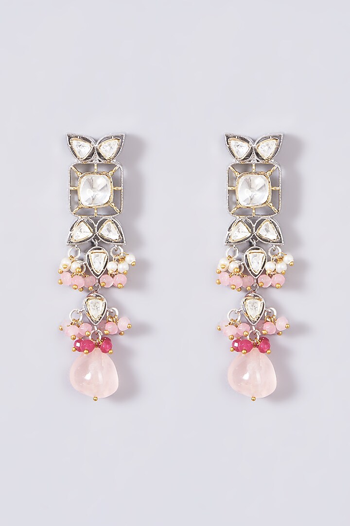 Two Tone Finish Blush Pink Beaded Necklace Set by VASTRAA Jewellery at Pernia's Pop Up Shop