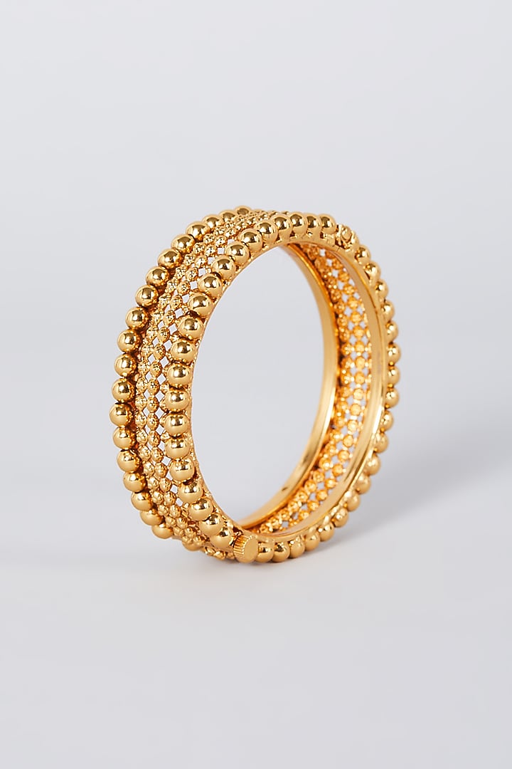 Gold Finish Bangles (Set of 2) by VASTRAA Jewellery at Pernia's Pop Up Shop