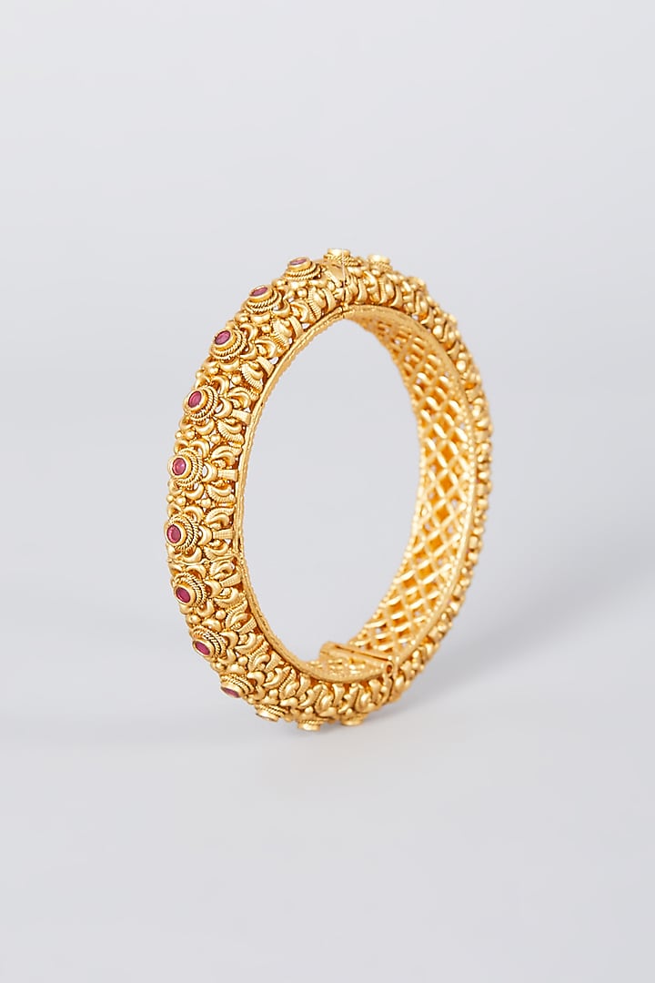 Gold Finish Bangles (Set of 2) by VASTRAA Jewellery at Pernia's Pop Up Shop