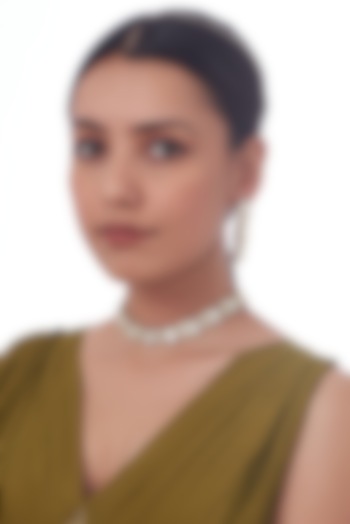 Gold Finish Kundan Polki Necklace Set by VASTRAA Jewellery at Pernia's Pop Up Shop