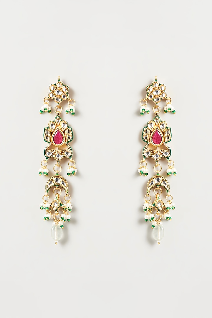 Gold Finish Kundan Polki & Multi-Colored Choker Necklace Set by VASTRAA Jewellery at Pernia's Pop Up Shop
