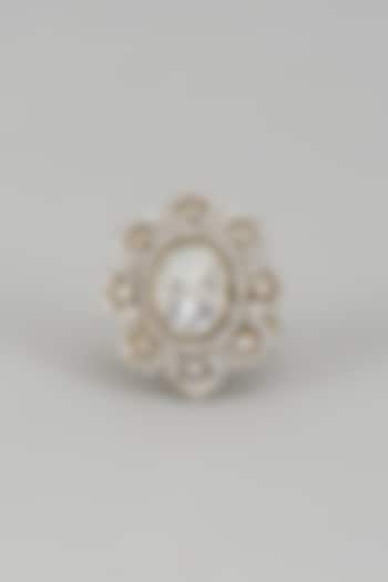 Two-Tone Finish Kundan Polki Ring by VASTRAA Jewellery at Pernia's Pop Up Shop