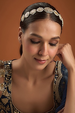Gold Finish Kundan Polki Sheeshphool by VASTRAA Jewellery