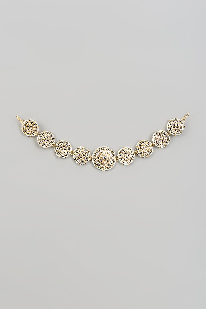Gold Finish Kundan Polki Sheeshphool by VASTRAA Jewellery at Pernia's Pop Up Shop