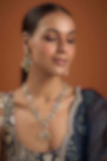 Gold Finish Kundan Polki Necklace Set by VASTRAA Jewellery at Pernia's Pop Up Shop