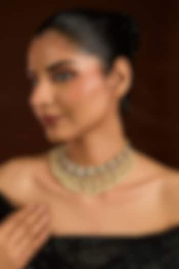 Gold Finish Beaded Choker Necklace by VASTRAA Jewellery at Pernia's Pop Up Shop