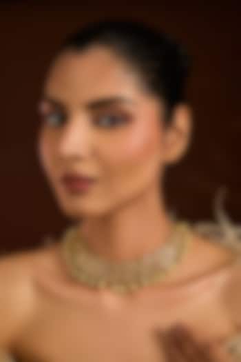 Gold Finish Beaded Choker Necklace by VASTRAA Jewellery at Pernia's Pop Up Shop