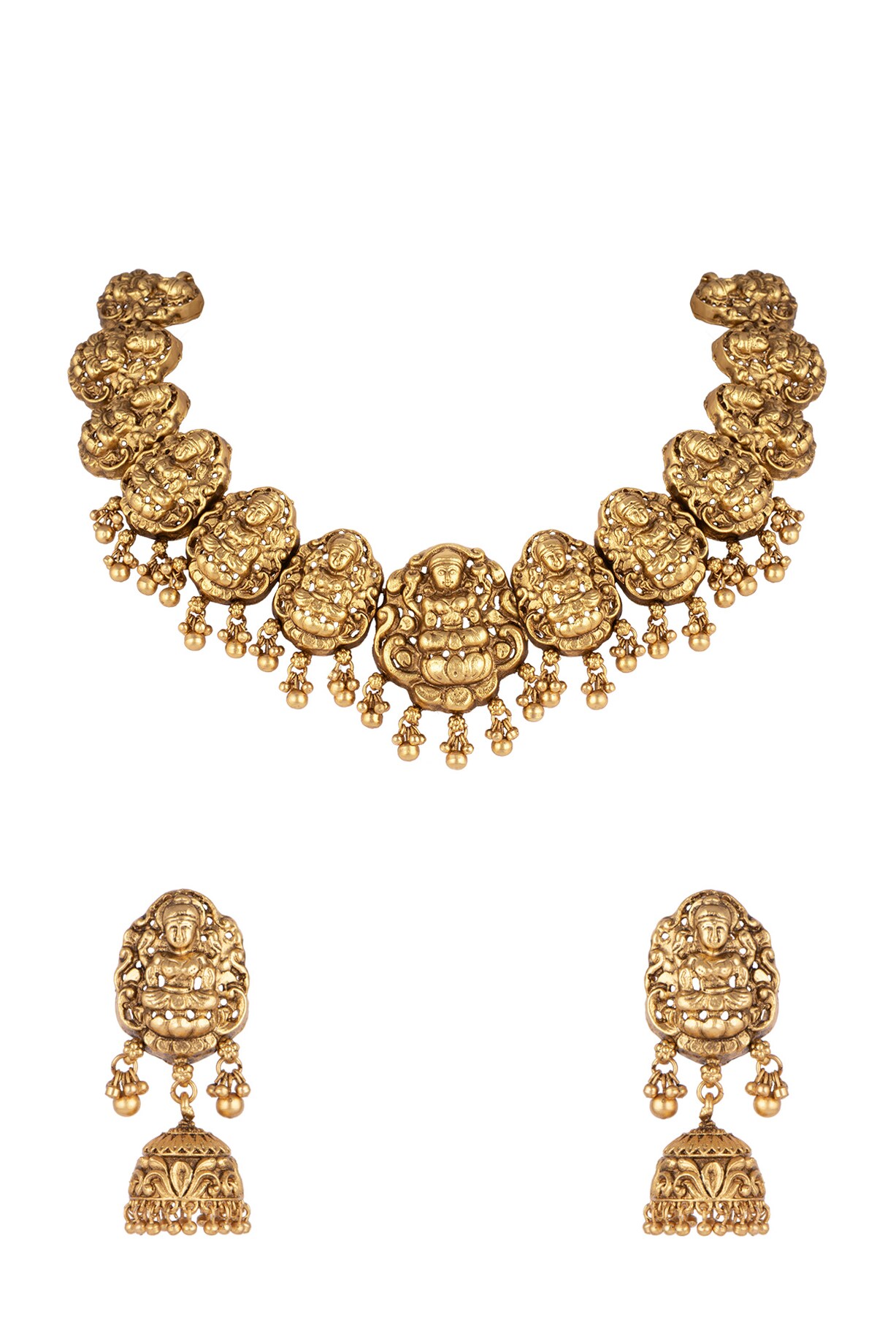 Gold Finish Temple Necklace Set Design by VASTRAA Jewellery at Pernia's ...