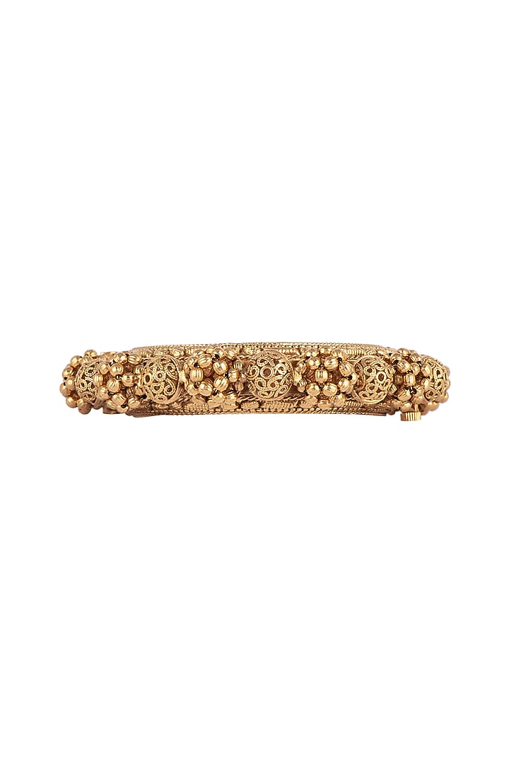 Gold Finish Ghoogri Bangles (Set of 2) by VASTRAA Jewellery at Pernia's Pop Up Shop
