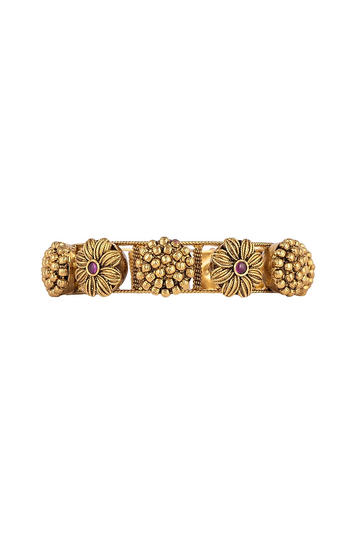 Gold Finish Antique Bangles (Set of 2) by VASTRAA Jewellery at Pernia's Pop Up Shop