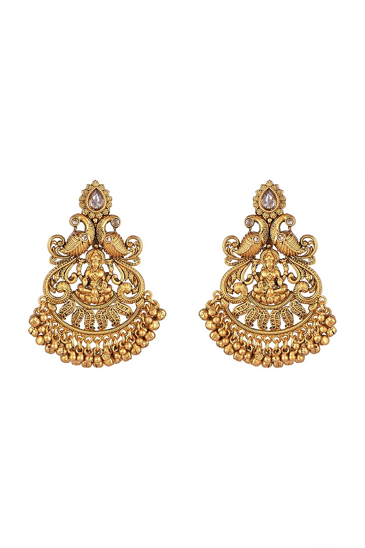 Gold Finish Antique Earrings by VASTRAA Jewellery at Pernia's Pop Up Shop