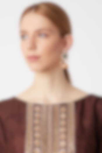 Gold Finish Kundan Polki Jhumka Earrings by VASTRAA Jewellery at Pernia's Pop Up Shop