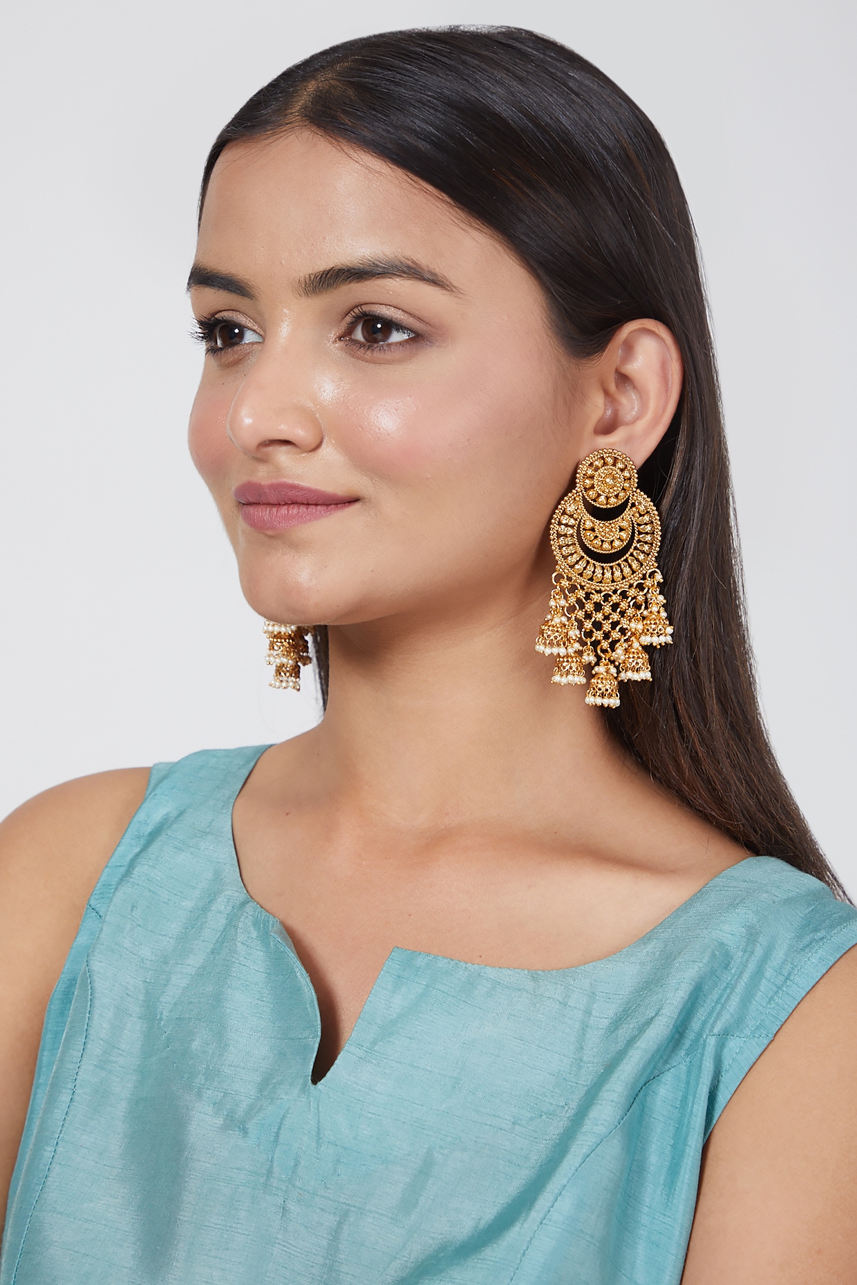 Buy Indian Jhumka Jhumki Dangle Earrings - 6PAIR/SET Silver Tassel Bell  -shaped Stud Earrings for Women (1) at Amazon.in