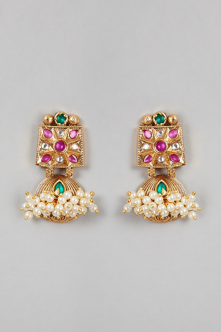 Gold Finish Pearl Choker Necklace Set by VASTRAA Jewellery at Pernia's Pop Up Shop