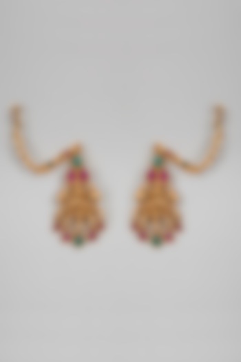 Gold Finish Motif & Pearl Temple Mala Set by VASTRAA Jewellery at Pernia's Pop Up Shop