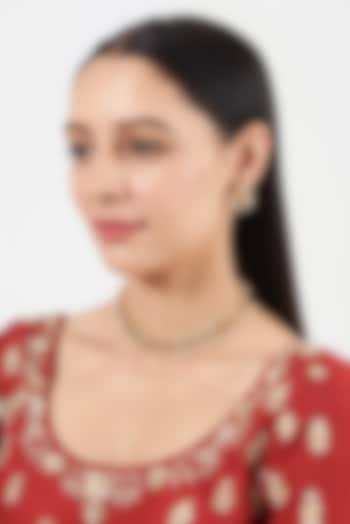 Gold Finish Kundan Polki & Jadau Beaded Necklace Set by VASTRAA Jewellery at Pernia's Pop Up Shop