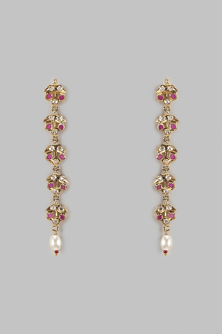 Gold Finish Dangler Earrings by VASTRAA Jewellery at Pernia's Pop Up Shop
