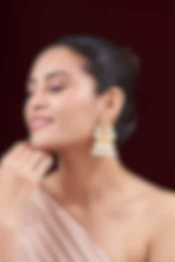 Gold Finish Kundan Polki Dangler Earrings by VASTRAA Jewellery at Pernia's Pop Up Shop