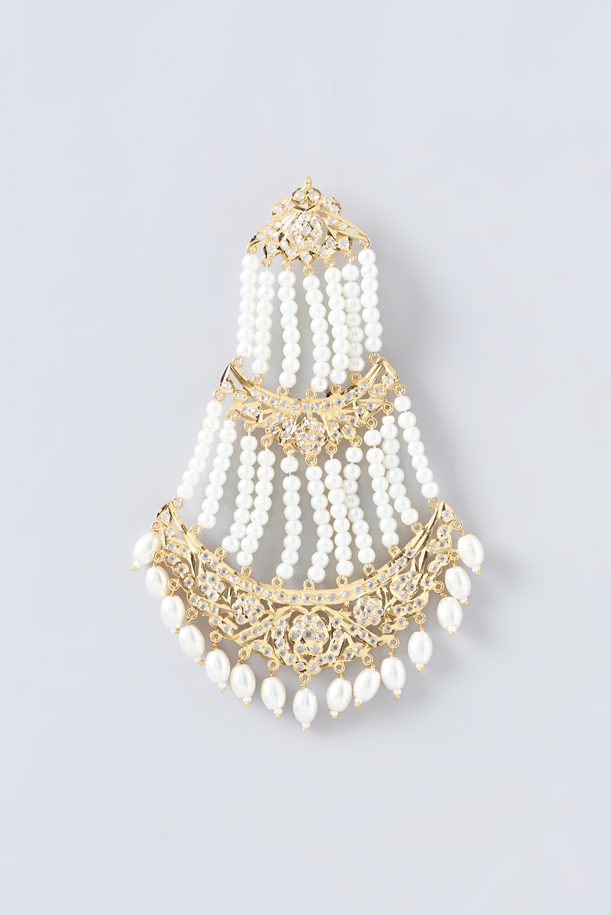 Gold Finish Kundan Polki & Pearl Pasa by VASTRAA Jewellery