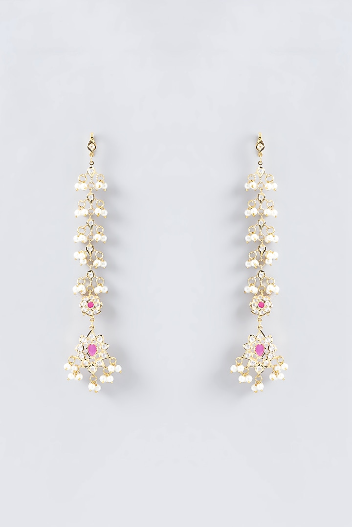 Gold Finish Kundan Polki & Pearl Necklace Set by VASTRAA Jewellery at Pernia's Pop Up Shop