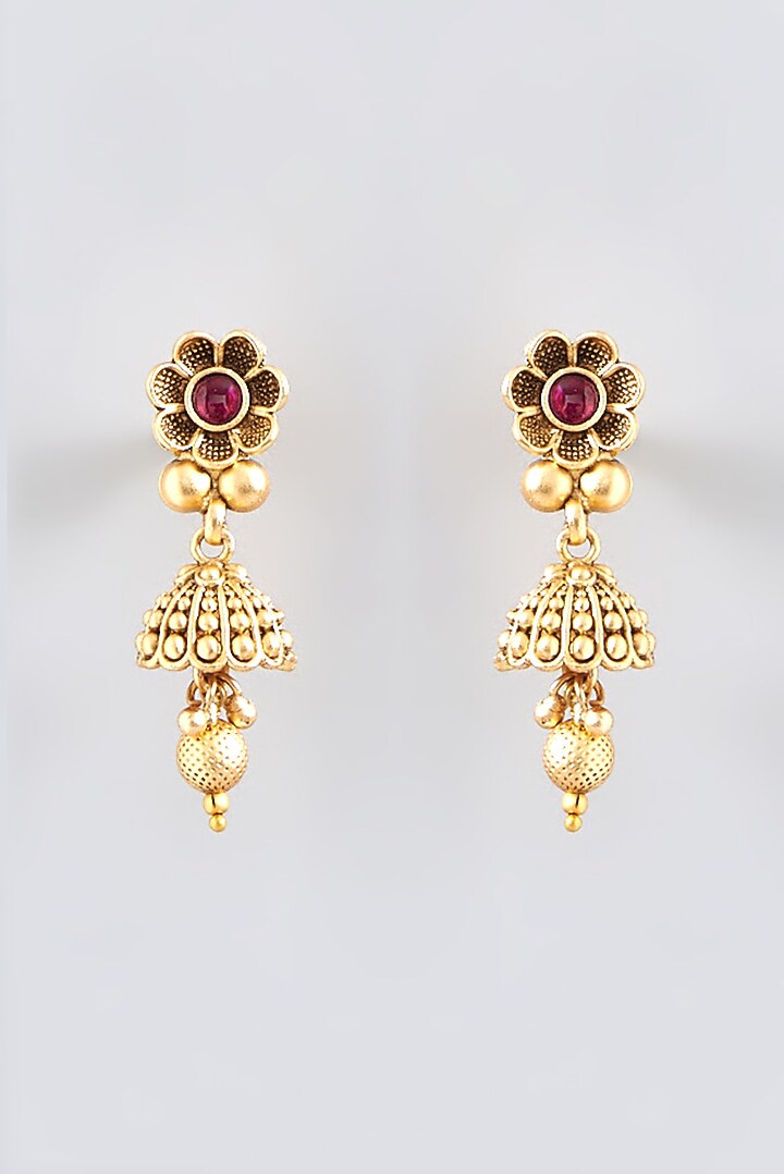 Gold Finish Kundan Polki Long Necklace Set by VASTRAA Jewellery at Pernia's Pop Up Shop
