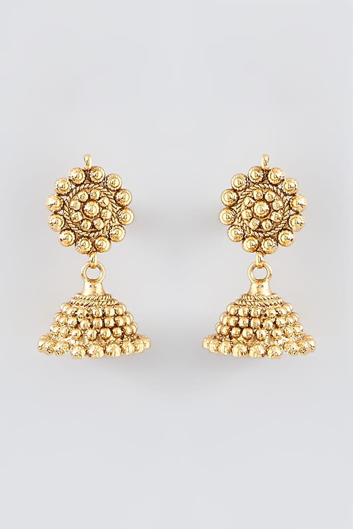 Gold Finish Kundan Polki Temple Choker Necklace Set by VASTRAA Jewellery at Pernia's Pop Up Shop