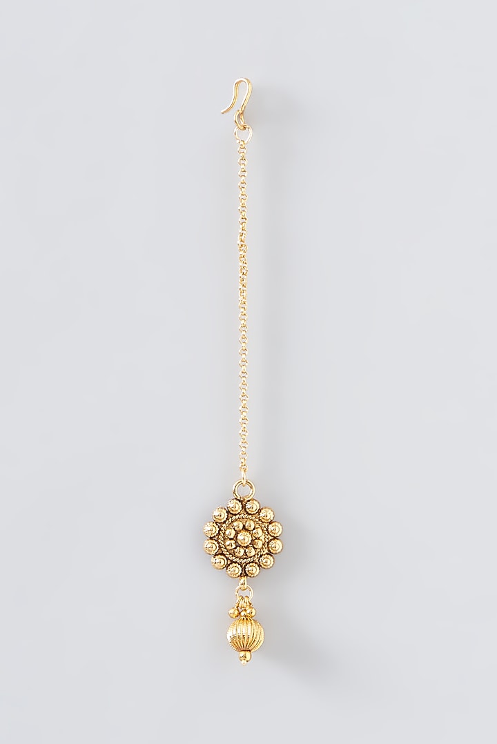 Gold Finish Kundan Polki Temple Choker Necklace Set by VASTRAA Jewellery at Pernia's Pop Up Shop