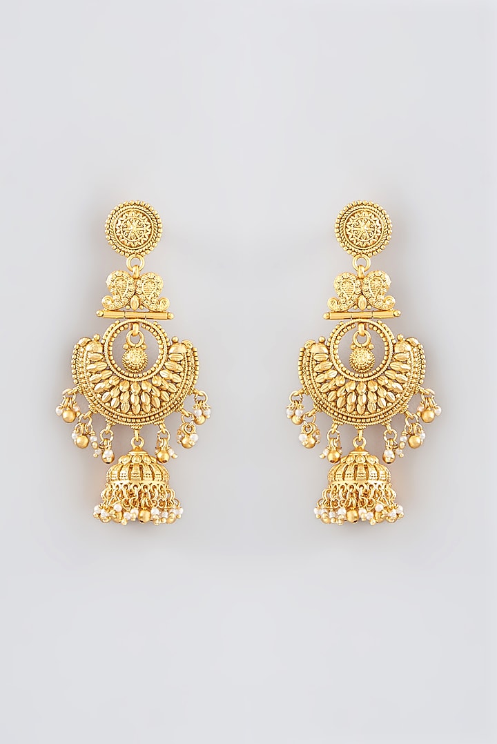 Gold Finish Kundan Polki Temple Choker Necklace Set by VASTRAA Jewellery at Pernia's Pop Up Shop