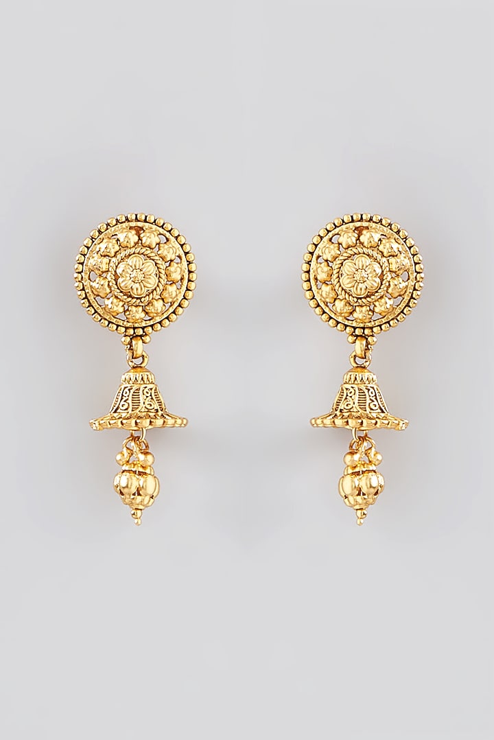 Gold Finish Kundan Polki Temple Choker Necklace Set by VASTRAA Jewellery at Pernia's Pop Up Shop