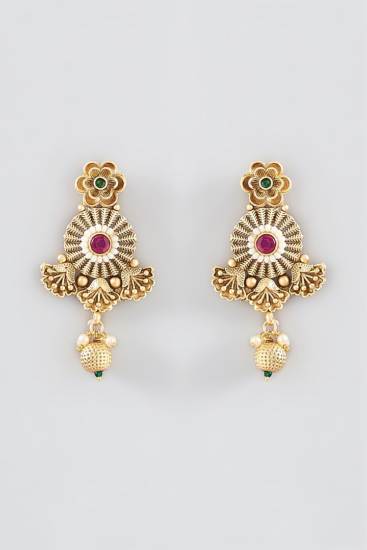 Gold Finish Kundan Polki Choker Necklace Set by VASTRAA Jewellery at Pernia's Pop Up Shop