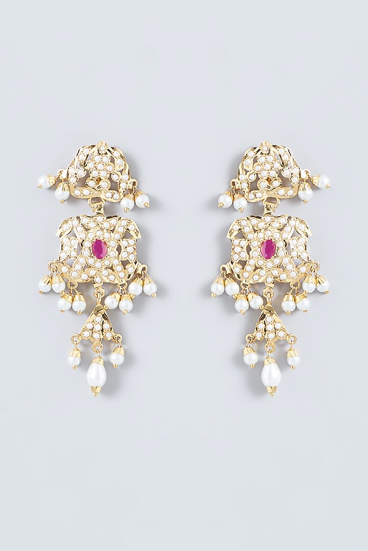 Gold Finish Ruby & Kundan Polki Choker Necklace Set by VASTRAA Jewellery at Pernia's Pop Up Shop
