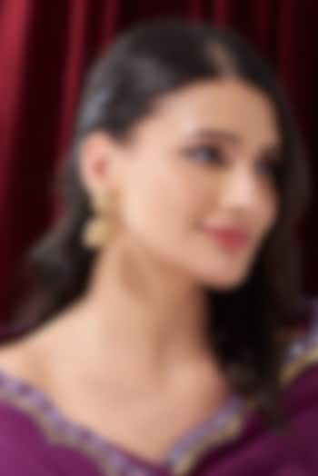 Gold Finish Kundan Polki Jhumka Earrings by VASTRAA Jewellery at Pernia's Pop Up Shop