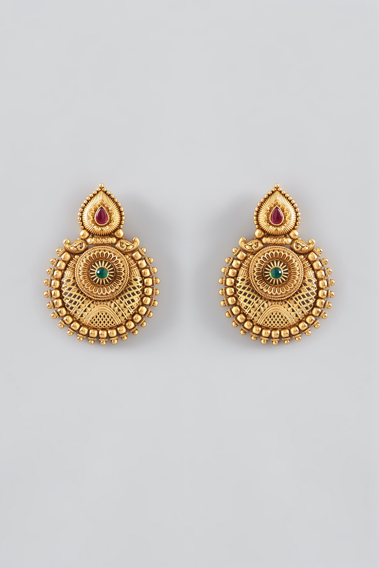 Gold Temple Earrings from Karpagam Jewellers - South India Jewels