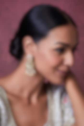 Gold Finish Kundan Polki Temple Dangler Earrings by VASTRAA Jewellery at Pernia's Pop Up Shop